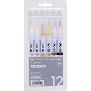 ZIG Clean Color Pensel Pen меки цветове комплект от 12 бр (RB-6000AT/12VB)