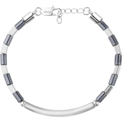 Manoki ocelový náramek Marc hematit amulet bojovníka BA1037 stříbrná