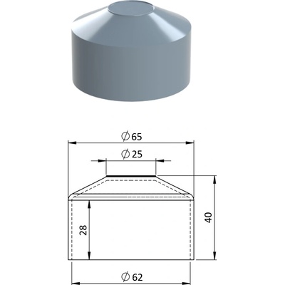 Vnější krytka kulatá ø 62 mm, plastová PE, šedá