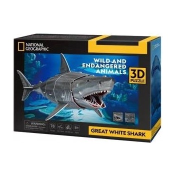 Comandante Puzzle 3D Shark White Shark 72el National Geographic DS1098H Cubic Fun