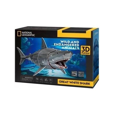 Comandante Puzzle 3D Shark White Shark 72el National Geographic DS1098H Cubic Fun