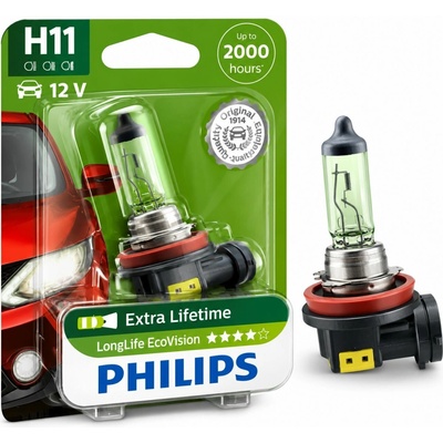Philips LongLife EcoVision H11 PGJ19-2 12V 55W 12362LLECOB1