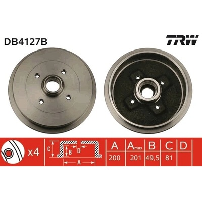 Brzdový bubon TRW DB4127B