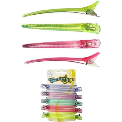 DUKO 2426-10 Control Clips 10ks - kadeřnické spony 11,5cm - nerez kov + průhledný plast