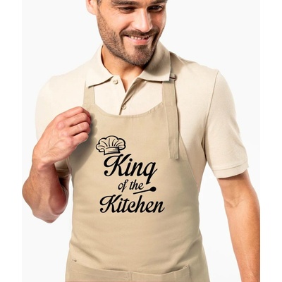 Kariban HobbyTriko Zástěra pro muže King of the Kitchen Béžová