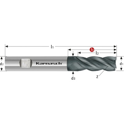 3063451200 | Tvrdokovová stopková fréza, nerovnoměrně dělená, 35°/38° spirála, sražené ostří 12/0,20-83x12 mm, Z4
