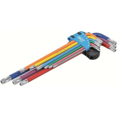 BGS technic Sada zahnutých klíčů vícebarevné extra dlouhé T-profil pro Torx s otvorem T10 - T50 9dílná BGS 74462