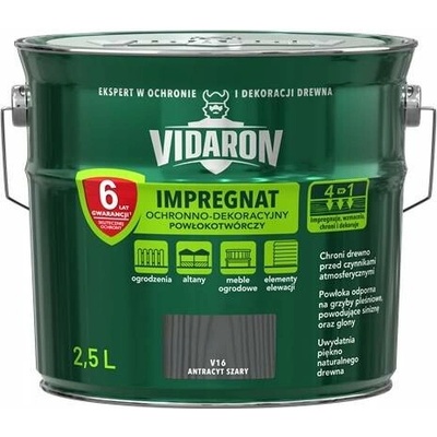 Vidaron Ochranná lazura na dřevo 2,5 l Antracit šedá V16
