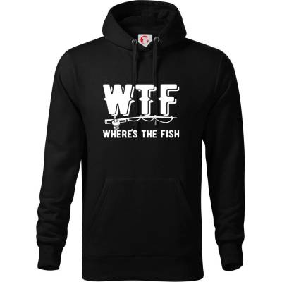 Wheres's the Fish WTF mikina s kapucňou Hooded sweater čierna