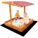 Baby Mix Детска дървена пясъчник с покрив Baby Mix 120x120 см червено-бяло (56237)