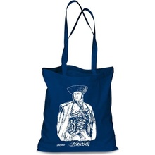 Plátená EKOlogická taška Juraj Jánošík - dlhá rúčka Modrá