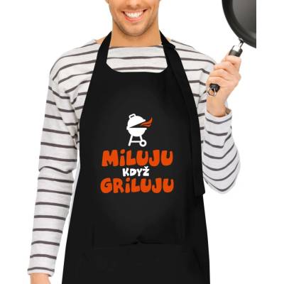 Kariban HobbyTriko Grilovací zástěra Miluju když griluju Černá