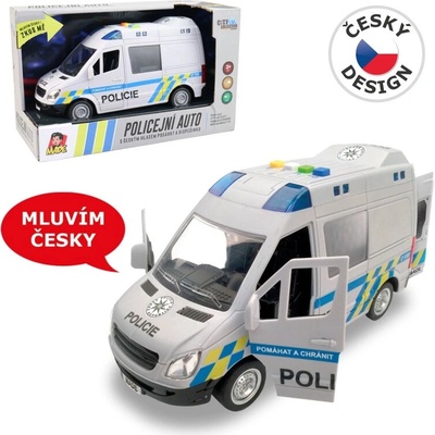 Made Auto policejní dodávka, na setrvačník se zvukem, 21cm