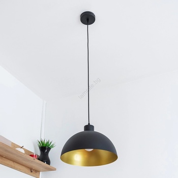 Helam Пендант на шнур VESPER 1xE27/15W/230 Ø 30 см черно/златно (HE1785)