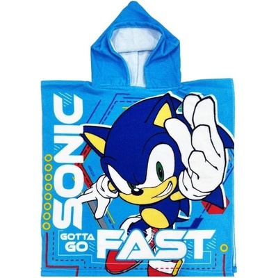 Arditex Spain Rychleschnoucí dětské pončo osuška s kapucí Ježek Sonic 55 x 110 cm