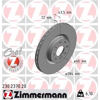Brzdový kotúč (cena za 1ks) ZIMMERMANN 230.2370.20