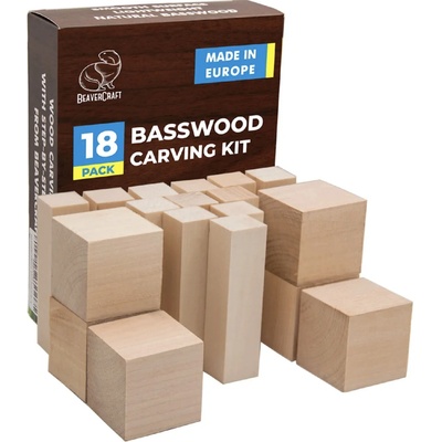 Drevo na vyrezávanie lipa BeaverCraft 18ks BW18