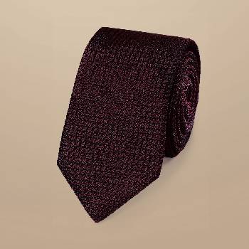 Charles Tyrwhitt Silk Grenadine Italian Tie - Maroon Red Традиционна италианска вратовръзка Вратовръзки