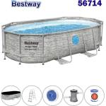 Bestway Басейн с конструкция, овал, 427x250x100 см, Bestway 56714 Power Steel Swim Vista Series II, с филтърна помпа, стълба, покривало, дозатор за хлор (56714 Power Steel Swim Vista Series II)