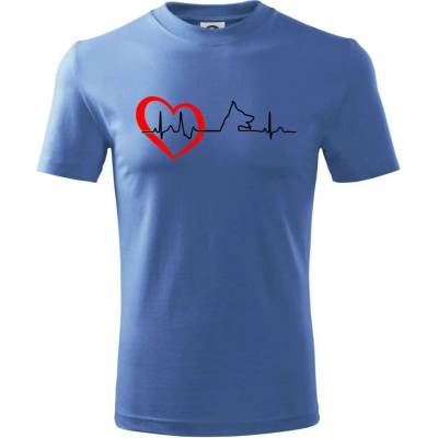 Nemecký ovčiak ekg tričko svetlomodrá
