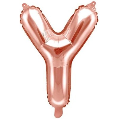PartyDeco Fóliový balón písmeno Y ružové zlato 35 cm