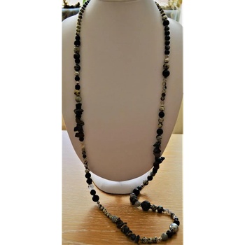 Image 1 of Dannyra Дамско дълго колие с полускъпоценни камъни- яспис, ахат, перли, бронзит и лава fw2102
