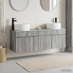 vidaXL Комплект шкафове за баня 3 бр. Сив Сонома 49 x 44, 5 x 66 см (3405773)