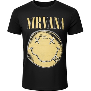 ROCK OFF мъжка тениска Nirvana - Happy Face Infill Distressed - BL - Carbon - ROCK OFF - NIRVCBN103MB