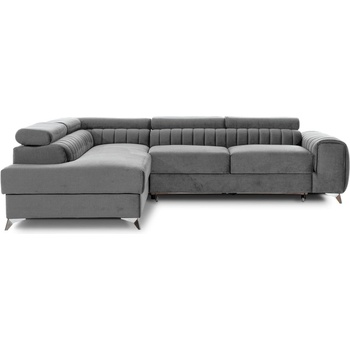 Eltap Сив кадифен разтегателен ъглов диван с място за съхранение (ляв ъгъл L форма) Laurence - ELTAP (Lau_01)