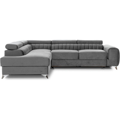 Eltap Сив кадифен разтегателен ъглов диван с място за съхранение (ляв ъгъл L форма) Laurence - ELTAP (Lau_01)