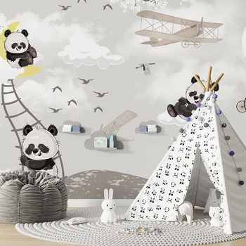 Image 1 of Art Gift Decor Детски Фототапет с животни - Панди пилоти
