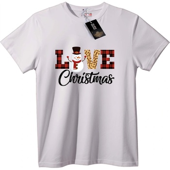 NOONEBRAND Тениска Обичам Коледа Снежен Човек - 6XL, White