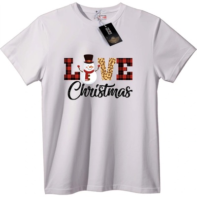 NOONEBRAND Тениска Обичам Коледа Снежен Човек - 6XL, White