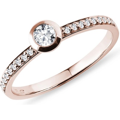 Klenota Bezel zásnubný prsteň z ružového zlata s diamantmi k0774024
