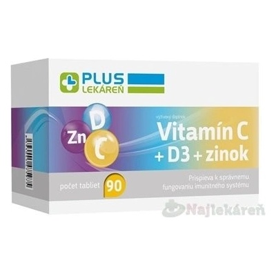 Plus Lékáreň Vitamín C + D3 + zinok 90 tabliet
