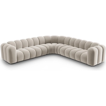 Micadoni Кремав кадифен модулен ъглов диван Lupine - Micadoni (MIC_COR_44_F1_LUPINE1)