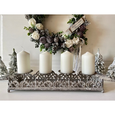 Šedý adventní kovový svícen – Zboží Dáma