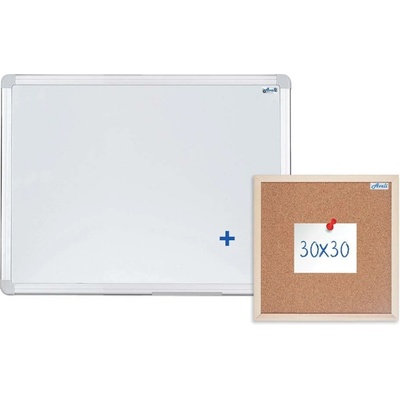 AVELI Magnetická tabule AVELI 60 x 45 cm hliníkový rám+korková nástěnka 30 x 30 cm SET-00090
