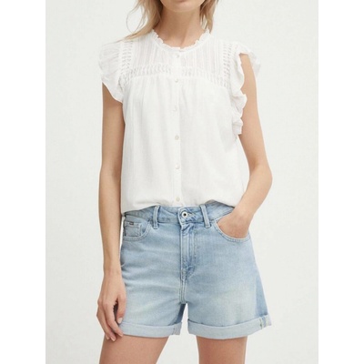 Pepe Jeans Džínové šortky SKINNY SHORT HW dámské hladké high waist PL801121PF6 modrá