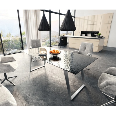 DELIFE Edge 200 x 100 sklo s reliéfem kouřově černé 3D design nerezová ocel šikmý