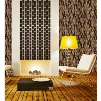 DIMEX ART s. r. o Луксозна флизелинова тапета черно-златни вълни