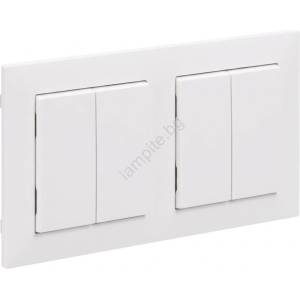 Legrand - 2x Двоен стълбищен ключ č. 5 с бяла рамка SUNO (LR0087B)