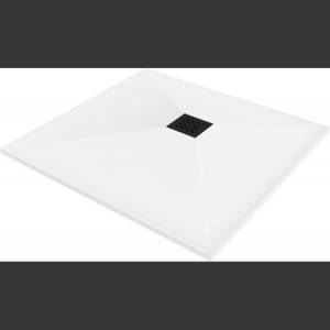 Mexen Stone+ композитен квадратен душ корито 80 x 80 см, бяло, черен капак (44108080-B)