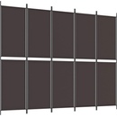 vidaXL 5-panelový paraván hnedá 250x200 cm látkový