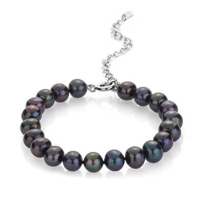 Гривна със сладководни черни перли 7, 5-8мм R04378BB Swan