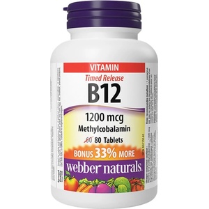Webber Naturals Vitamin B12 Methylcobalamin 1200 mcg [80 Таблетки]
