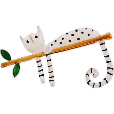 Amparo Miranda Brošňa Mačička na vetvi BR302 biela