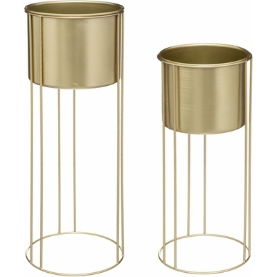 ATMOSPHERA KOVOVÝ kvetináč SO STOJANOM MAX GOLD 58 x 21,5 CM+41,5 x 18,5 CM ZLATÁ 2 ks