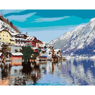 Zuty Malování Podle Čísel Hallstatt U Jezera V Alpách 80 x 100 cm Plátno Rám