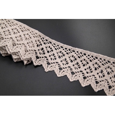 Bavlněná paličkovaná krajka - režná - šířka 5 cm – Zboží Mobilmania